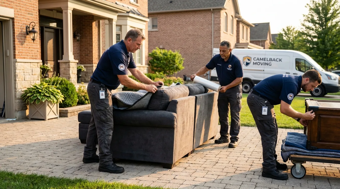 Large estate moving crew wrapping furniture in Churubusco, IN
