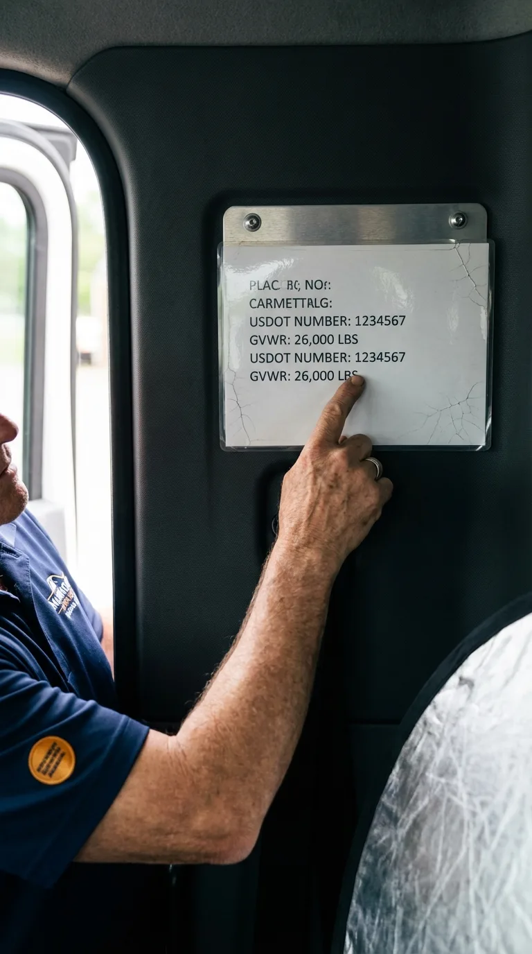 USDOT licensing placard verification in Churubusco